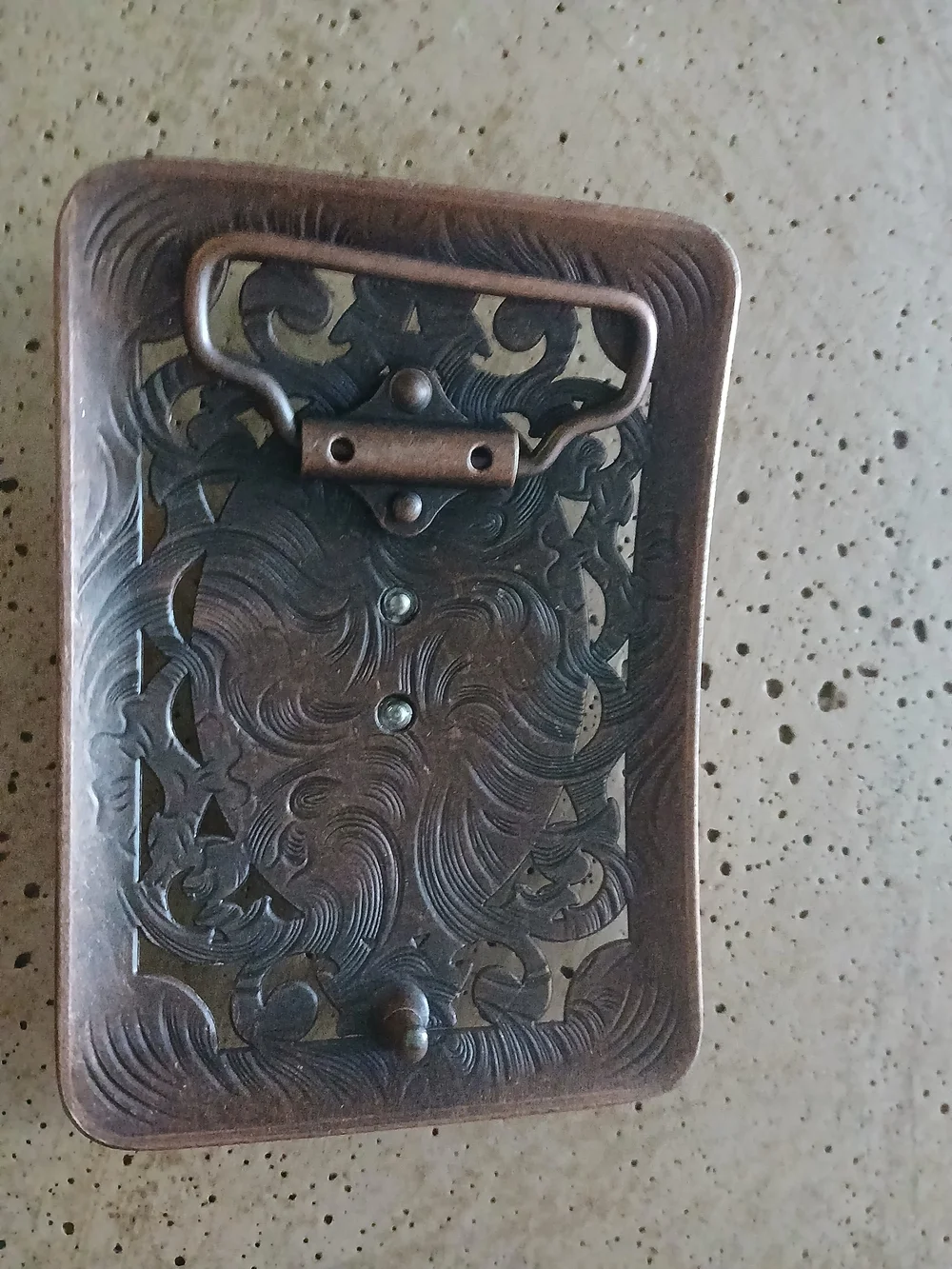 Western Horse Embossed Metal -belt Buckle Copper-Tone